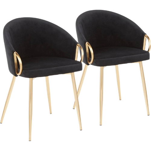 Claire Dining Accent Chair in Gold & Black Velvet (Set of 2)